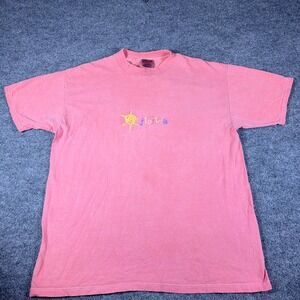 Vintage Oneita Power-T Florida Embroidered Sun T-Shirt Pink XL Cotton 90s